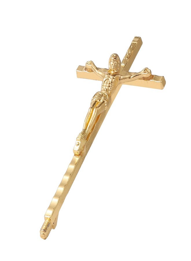Imerance Crucifix Wall Cross Small Metal Slender Catholic Crosses Golden Cross Wall Décor(4.72inches - Golden) - Image 5